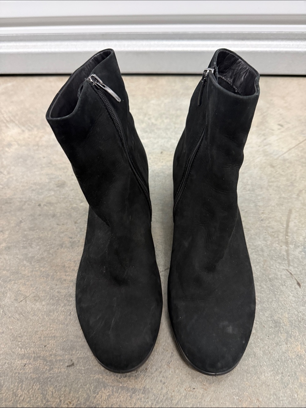 Ecco Black Suede Side-Zip Ankle Boots